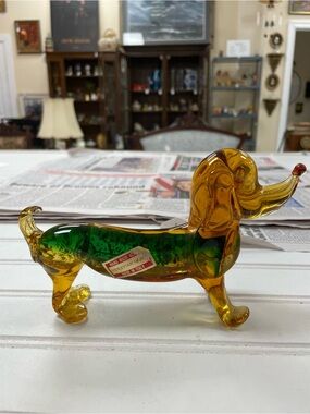 Vintage Venetian Murano Art Glass Dachshund Dog Figurine